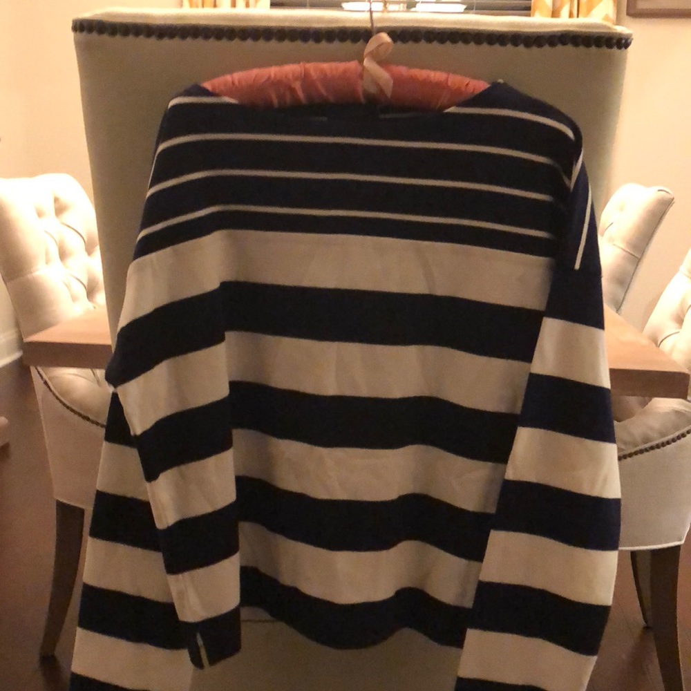 J Crew Long Sleeve Navy and Cream Striped top